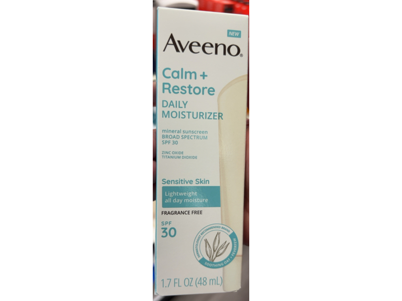 Aveeno Calm + Restore Daily Moisturizer, SPF 30, 1.7 fl oz/48 mL