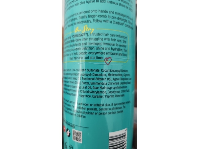 Curldaze Silky Hydration Creamy Shampoo, Kukui Oil & Agave, 12 fl oz/355 mL
