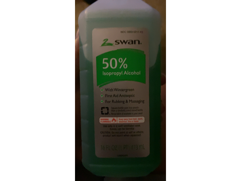 Swan First Aid Antiseptic, Isopropyl Alcohol, 16 fl oz/473 mL, Pack Of 3