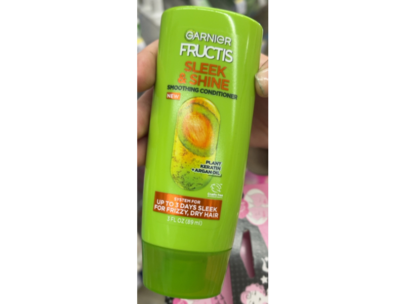Garnier Fructis Smooth Conditioner, Plant Keratin + Argan Oil, 3 fl oz/89 mL
