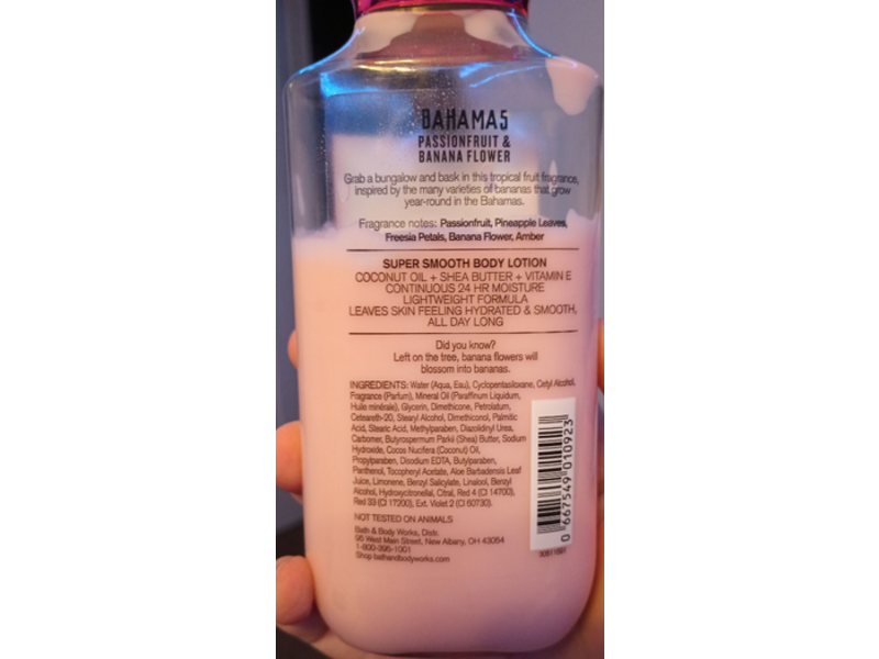Bath & Body Works Bahamas Passionfruit & Banana Flower Body Lotion, Shea + Vitamin E, 8 fl oz/236 mL