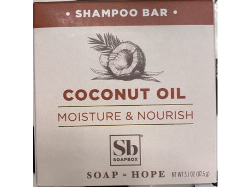 Soapbox Coconut Oil Moisturizing & Nourish Shampoo Bar, 3.1 oz/87.5 g