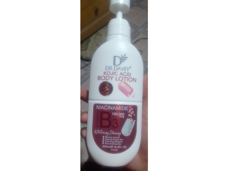 Dr.Davey Kojic Acid Whitening Shining Body Lotion, Niacinamide, 16.8 fl oz/500 mL
