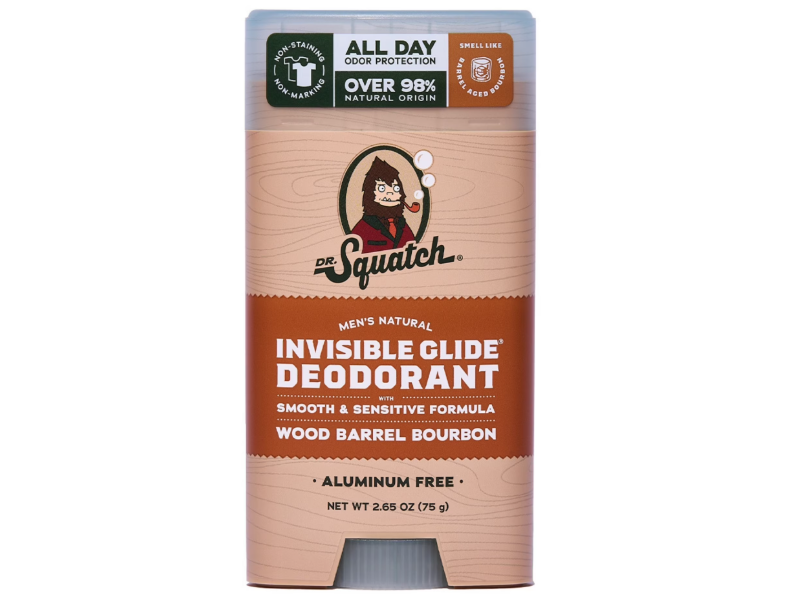 Dr. Squatch Men's Invisible Glide Deodorant, Wood Barrel Bourbon, 2.65 oz/75 g