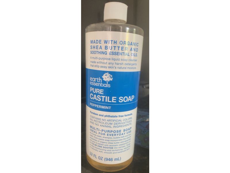 Earth Essentials Multi - Purpose Pure Castile Soap, Peppermint, 32 fl oz/946 mL