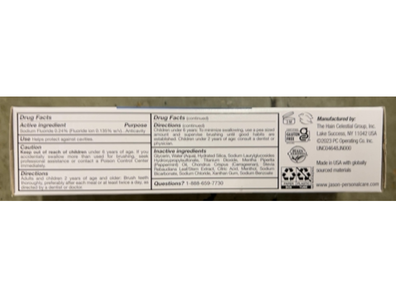 Jason Powersmile Fluoride Toothpaste, Peppermint, 4.2 oz/119 g