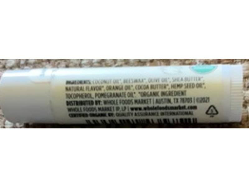 365 Whole Foods Market Organic Lip Balm, Pomegranate Orange, 0.15 oz/4.25 g