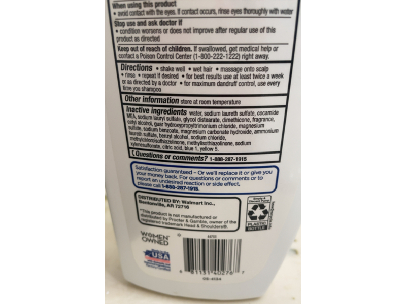 Equate 2-In-1 Dandruff Shampoo & Conditioner, Green Apple, 32.1 fl oz/949 mL