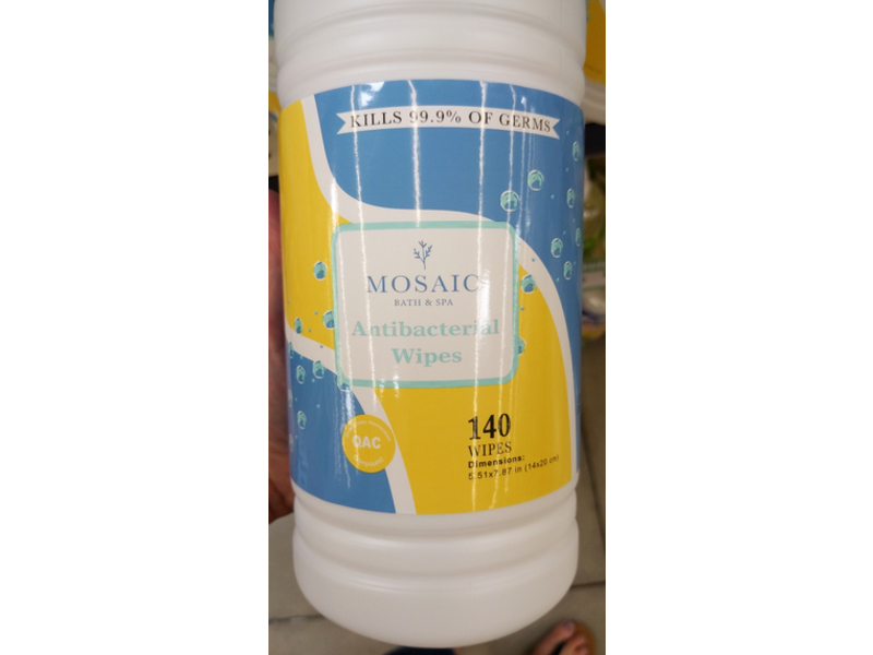 Mosaic Bath & Spa Antibacterial Wipes, 140 Ct