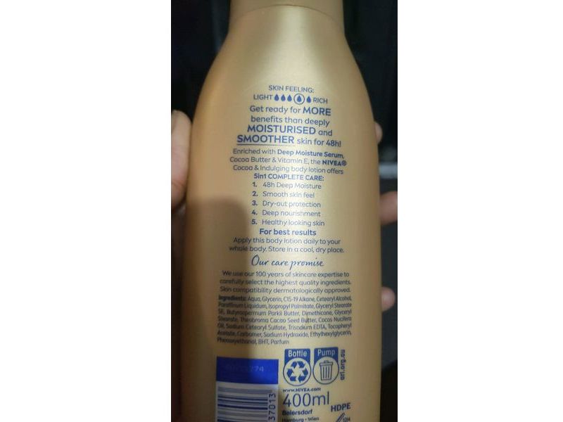 Nivea Body Lotion, Cocoa & Indulging, 400 mL