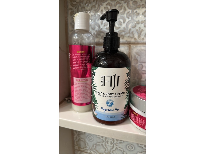 Organic Fiji Face & Body Lotion, Fragrance Free, 12 fl oz/354 mL