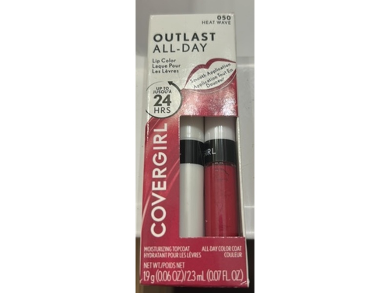 CoverGirl Outlast All-Day Lip Color & Moisturizing Top Coat Duo, 050 Heat Wave