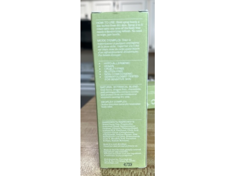 Doc & Glo 24/7 Hustle Deodorizing Body Mist, Fragrance Free, 2.8 fl oz/85mL