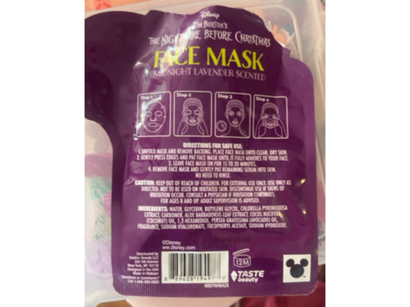 Disney The Nightmare Before Christmas Face Mask, Midnight Lavender Scented, 0.67 fl oz/20 mL