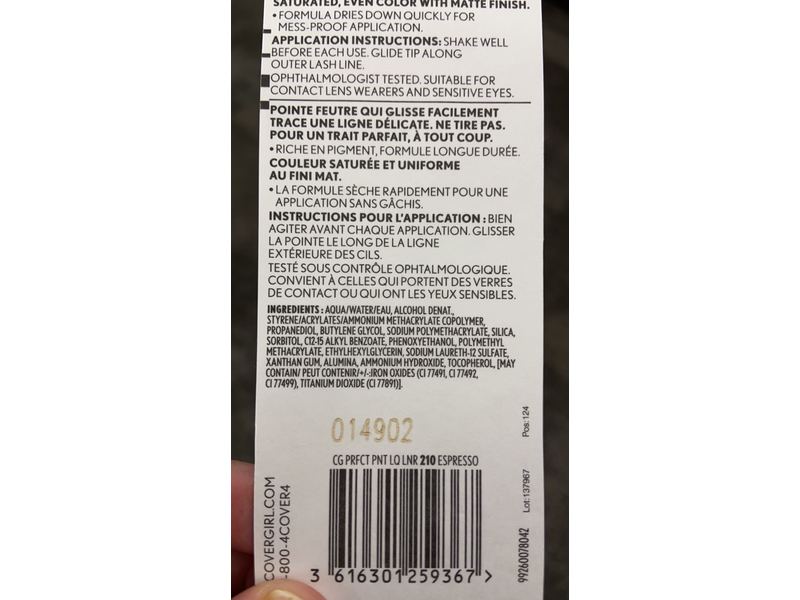 Covergirl Perfect Point Plus Liquid Eyeliner, Espresso, 0.08 fl oz/2.5 mL