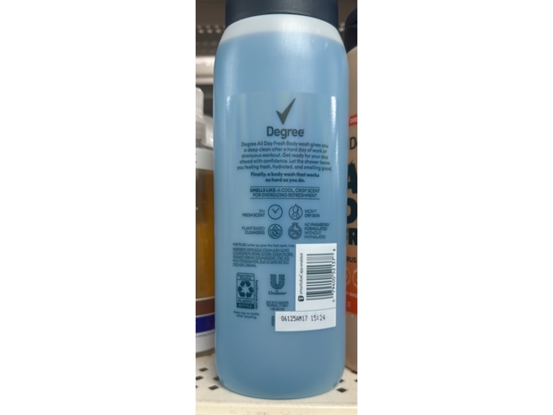 Degree All Day Fresh Body Wash, Cool Rush, 20 fl oz