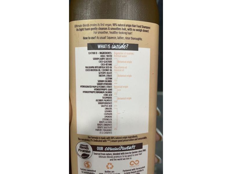 Garnier Ultimate Blends Smoothing Shampoo, Coconut & Macadamia, 350 mL