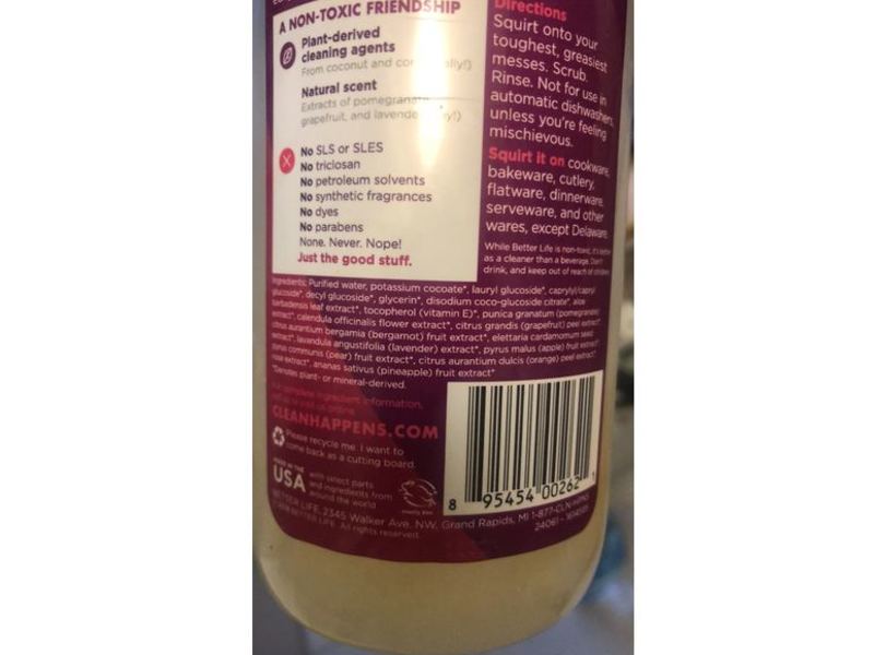 Better Life Dish Soap, Pomegranate, 22 fl oz/657 mL