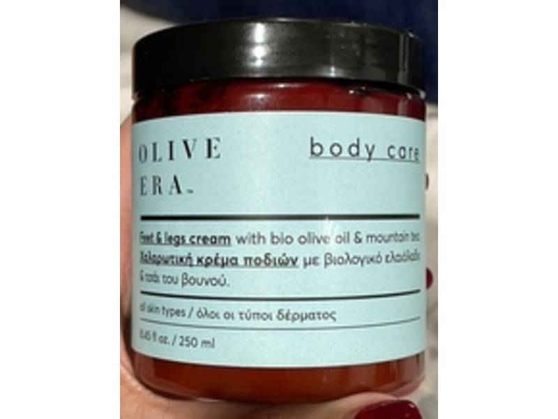 Olive Era Body Care Feet & Legs Cream, Olive Oil & Mountain Tea, 8.45 fl oz/250 mL