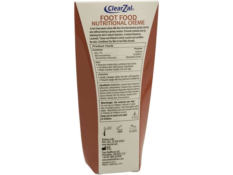 ClearZal Foot Food Nutritional Cream, 3.4 oz/100 g
