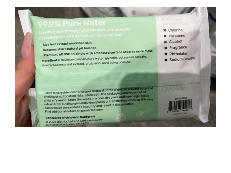 Parasol Clear + Pure Natural Baby Wipes, 30 Count