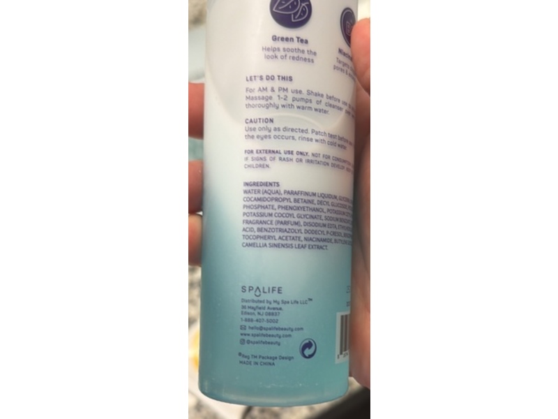 SpaLife Daly Calm Soothing Facial Cleanser, Green Tea & Niacinamide, 6.42 fl oz/190 mL