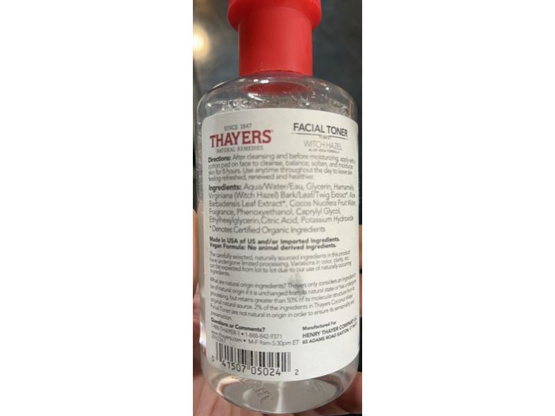 Thayers Facial Toner Witch Hazel Aloe Vera, Coconut Water, Alcohol- Free, 8.5 fl oz/251 mL
