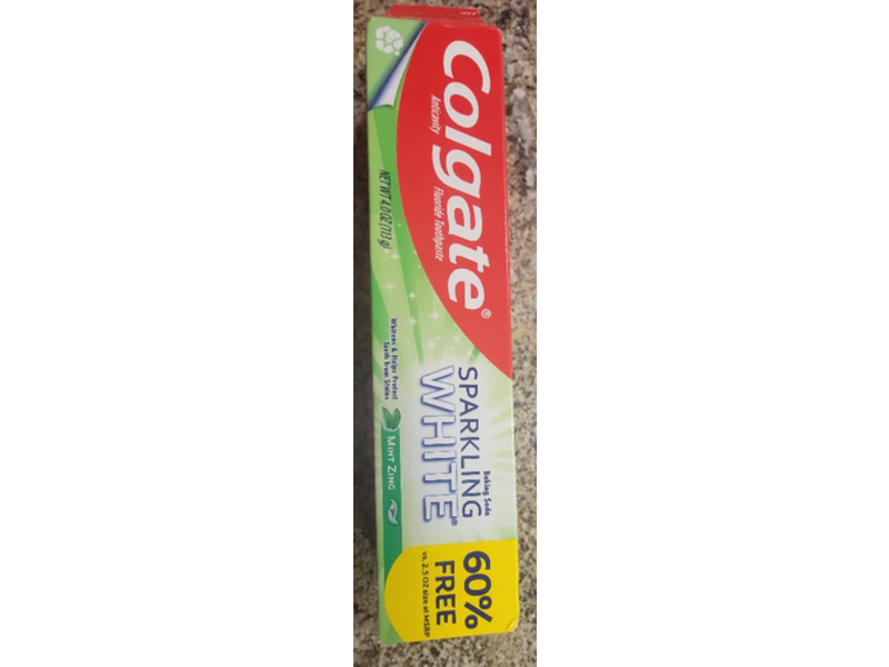 Colgate Sparkling White Fluoride Toothpaste, Mint Zing, 4 oz/113 g, Pack Of 6