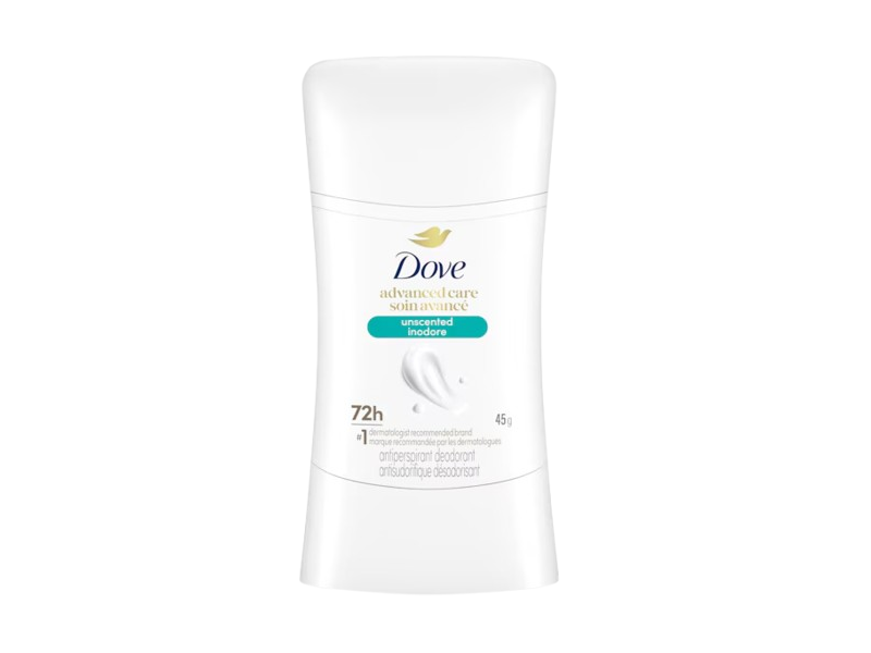 Dove Advanced Care 72H Antiperspirant Deodorant, Unscented, 45 g