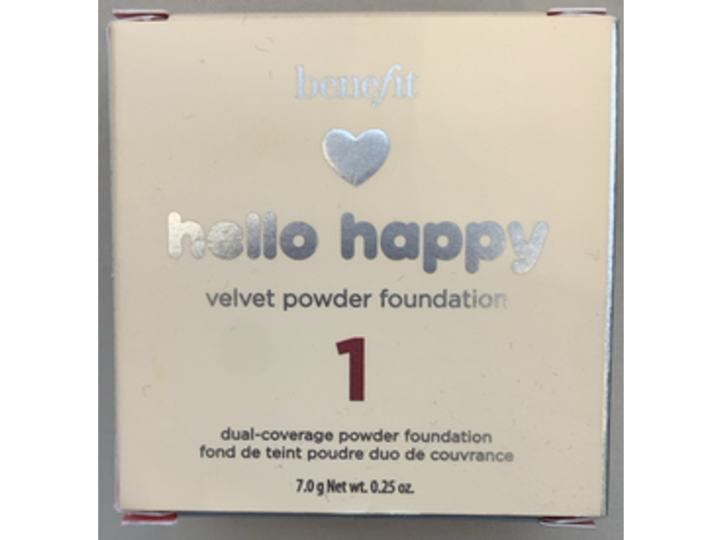 Benefit Hello Happy Velvet Powder Foundation, 1Fair Cool, 0.25 oz/7 g