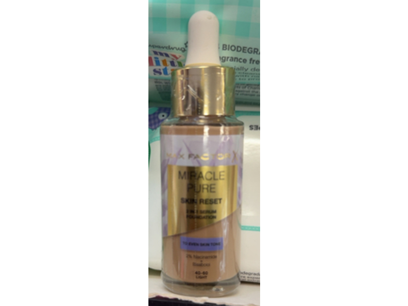 Max Factor Pure Miracle Skin Reset 2 In 1 Serum Foundation, 40-60 Light, 1 fl oz/10 mL