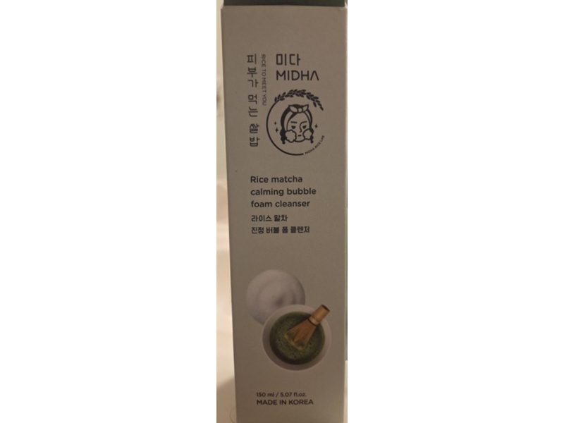 Midha Calming Bubble Foam Cleanser, Rice Matcha, 5.07 fl oz/150 mL