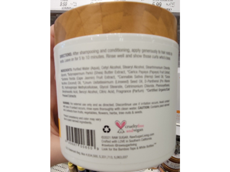 Raw Sugar Mighty Curls Hair Masque, Papaya Butter + Coconut + Hemp Seed Oil, 12 oz/340 g