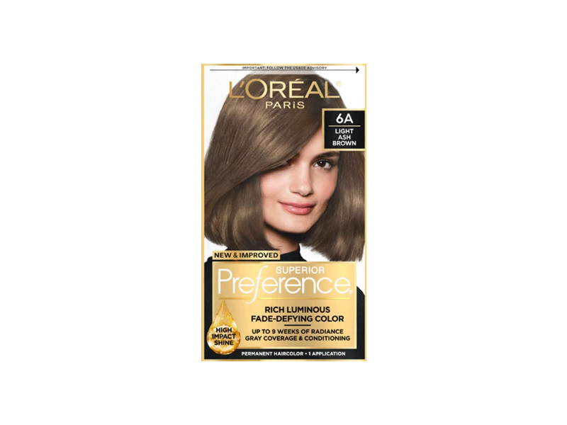 L'Oreal Paris Superior Preference Permanent Hair Color, 6A Light Ash Brown, 1 Application
