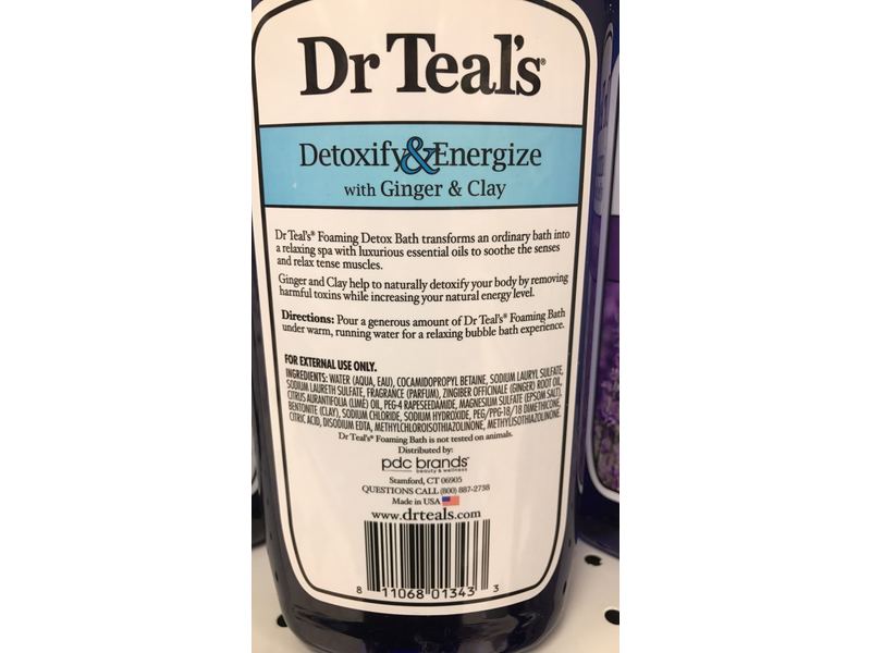 Dr Teal's Pure Epsom Salt Foaming Bath, Detoxify & Energize, 34 fl oz/1000 mL