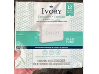 Ivory Sensitive Gentle Bar Soap, 3.17 oz/90 g, 12 Count - thumbnail 2