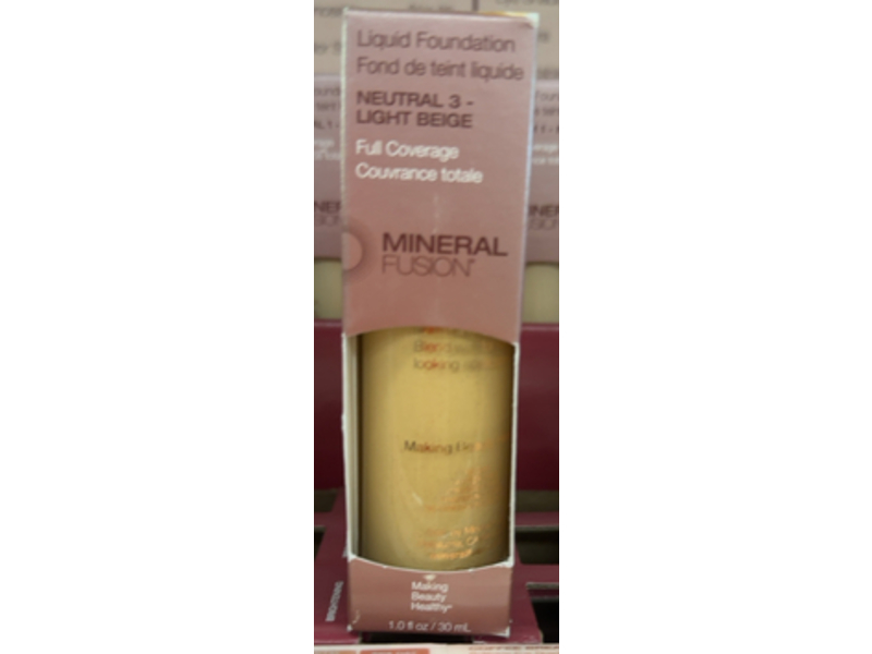 Mineral Fusion Full Coverage Liquid Foundation, Neutral 3-Light Beige, 1 fl oz/30 mL