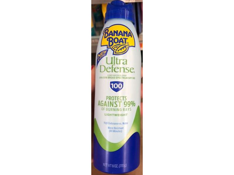 Banana Boat Ultra Defense Sunscreen Spray, SPF 100, 6 oz/170 g