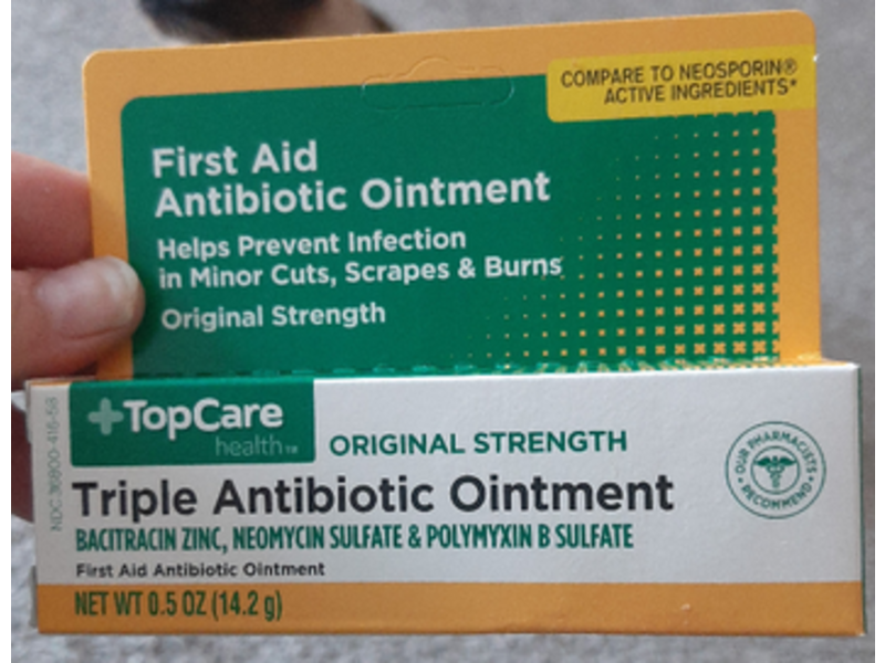 Topcare Health Triple Antibiotic Ointment, Original Strength, 0.5 oz/14.2 g