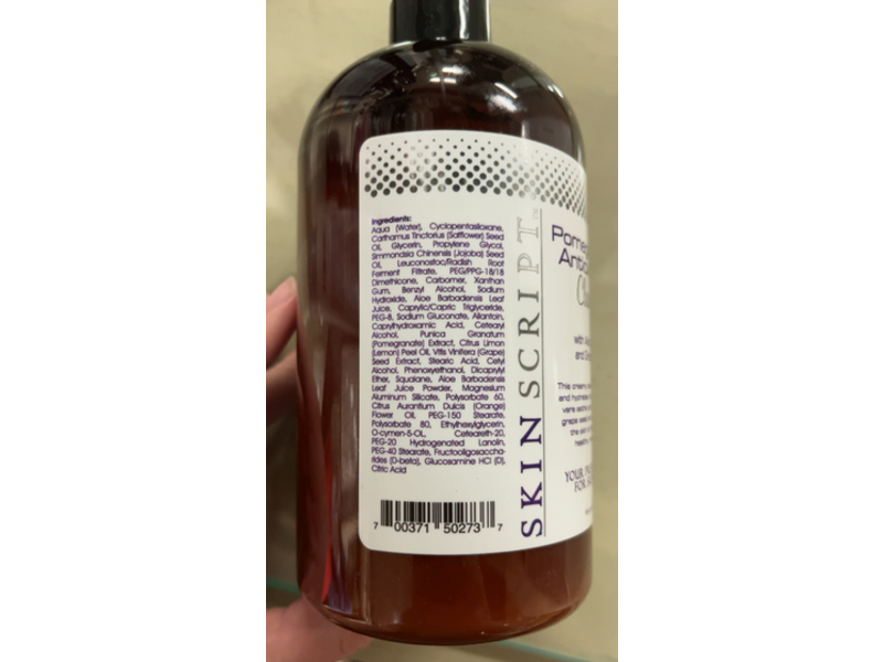 Skin Script Pomegranate Antioxidant Cleanser, Aloe + Jojoba & Grape Seed, 16 oz/480 mL