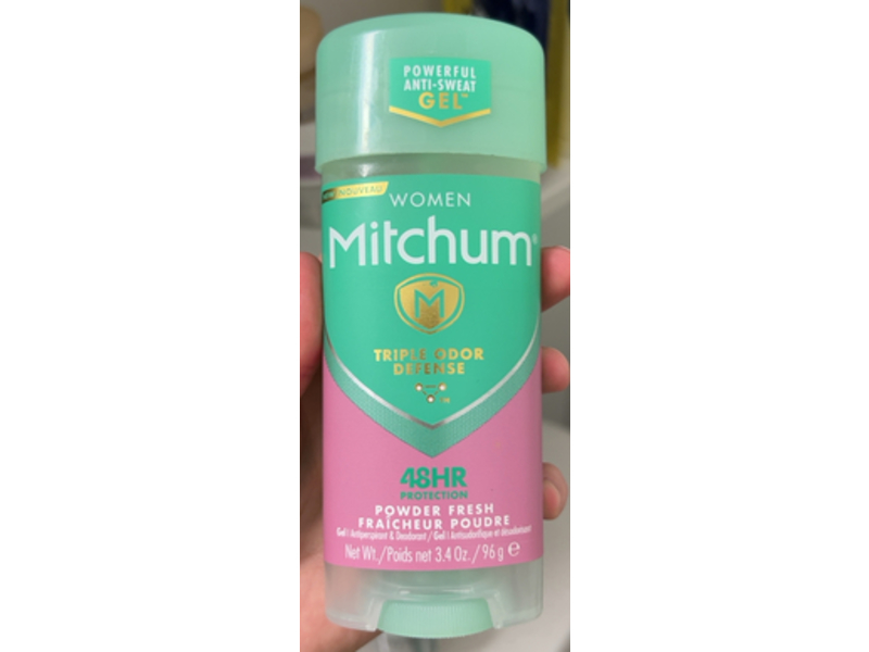 Mitchum Antiperspirant & Deodorant Gel, Triple Odor Defense, Powder Fresh, 3.4 oz/96 g, Pack OF 4