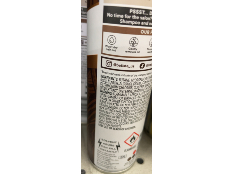 Batiste Dry Shampoo, Dark Hair, 3.81 oz/103 g