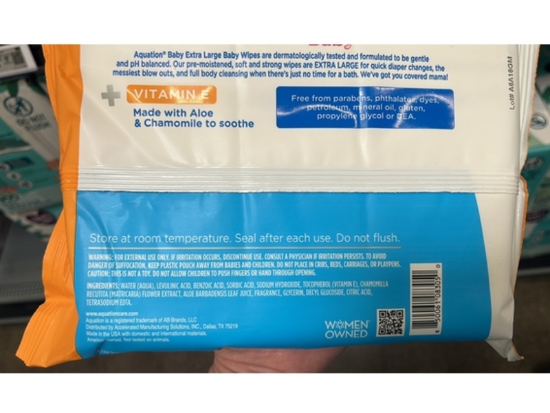 Aquation Baby Soothe Extra Large Baby Wipes, +Vitamin E, 50 Count, Pack Of 6