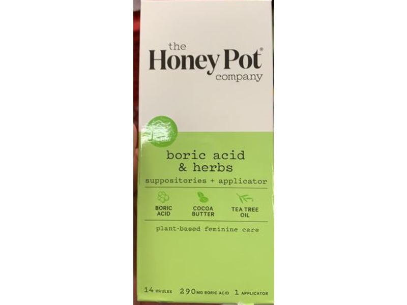 The Honey Pot Company Boric Acid & Herbs, 14 Suppositories + 1 Applicator