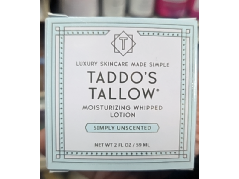 Taddos Tallow Moisturizing Whipped Lotion, Simply Unscented, 2 fl oz/59 mL