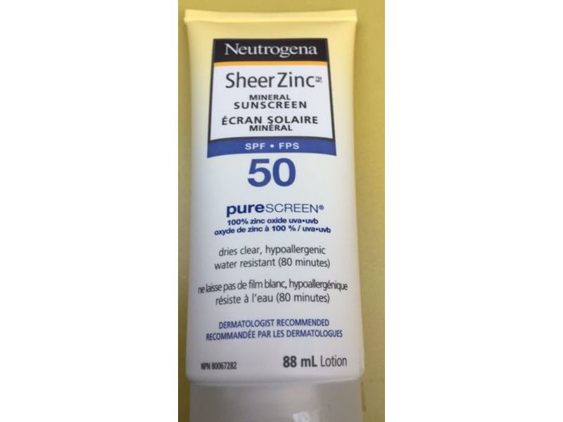 Neutrogena Sheer Zinc Dry Touch Sunscreen, SPF 50, 3.0 fl oz/88 mL
