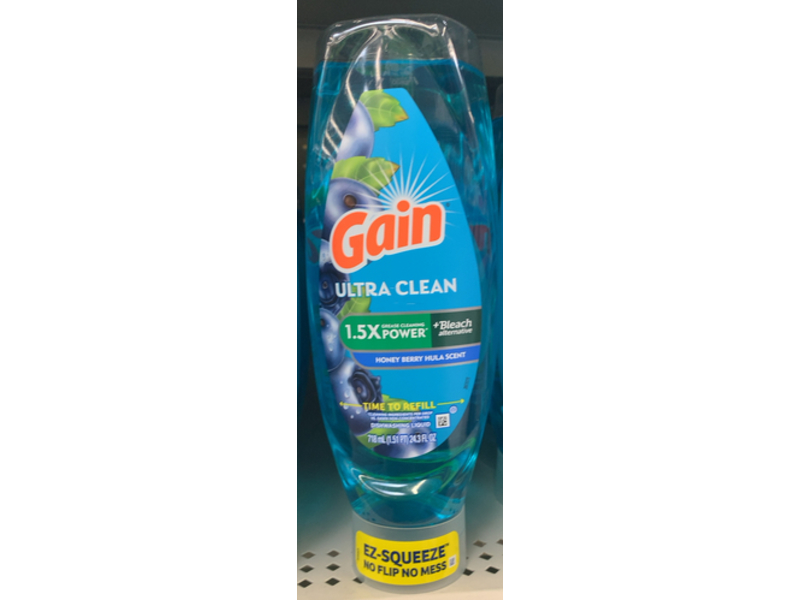 Gain Ultra Clean Dishwashing Liquid, Honey Berry Hula, 24.3 fl oz/718 mL