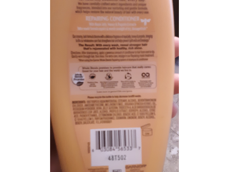 Garnier Whole Blends Repairing Conditioner, Honey Treasures, 16.9 fl oz/500 mL