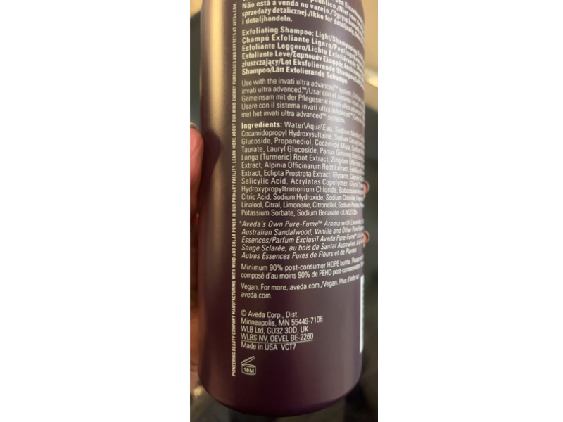 Aveda Invati Ultra Advanced Exfoliating Shampoo, Light, 33.8 fl oz/1 L