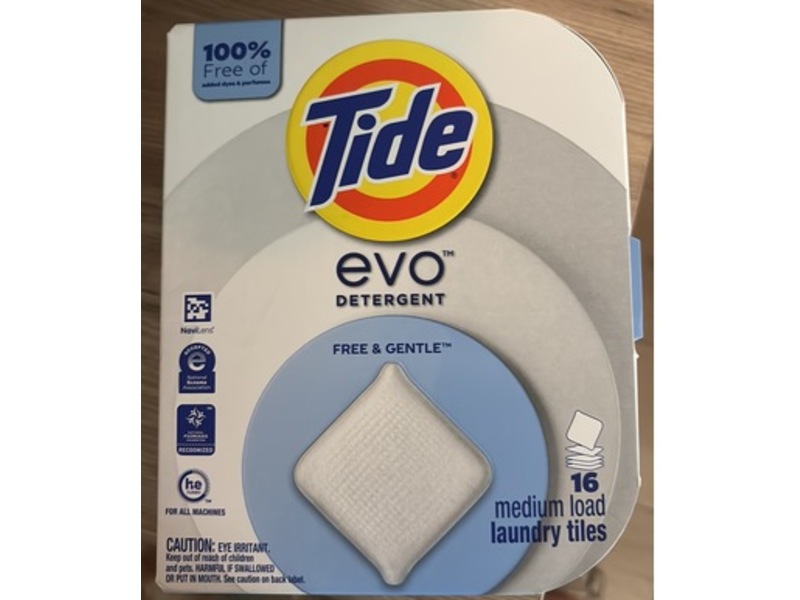 Tide Evo Detergent Laundry Tiles, Free & Gentle, 16 Loads, 14 Count
